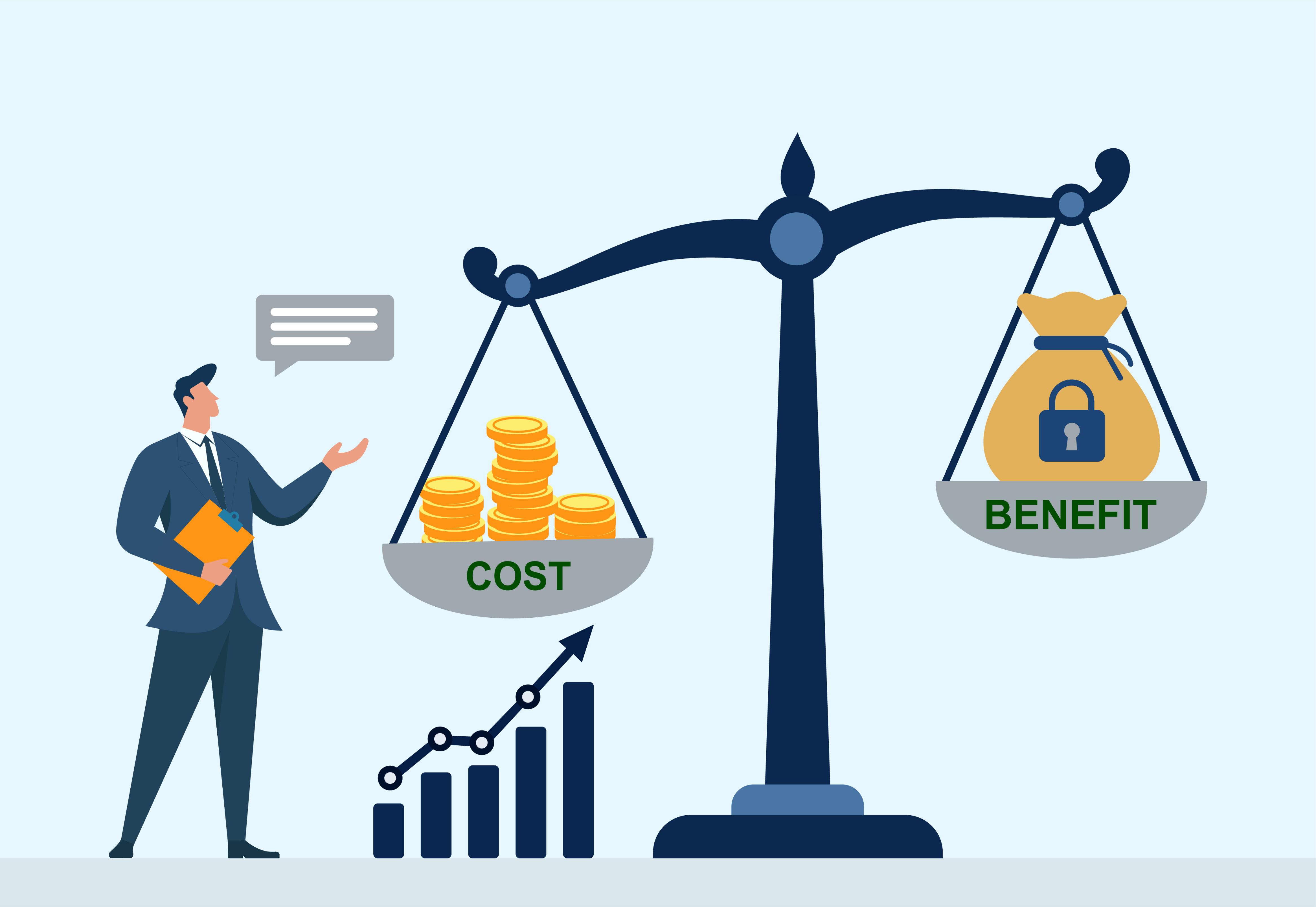 Balance scale — cost-benefit analysis